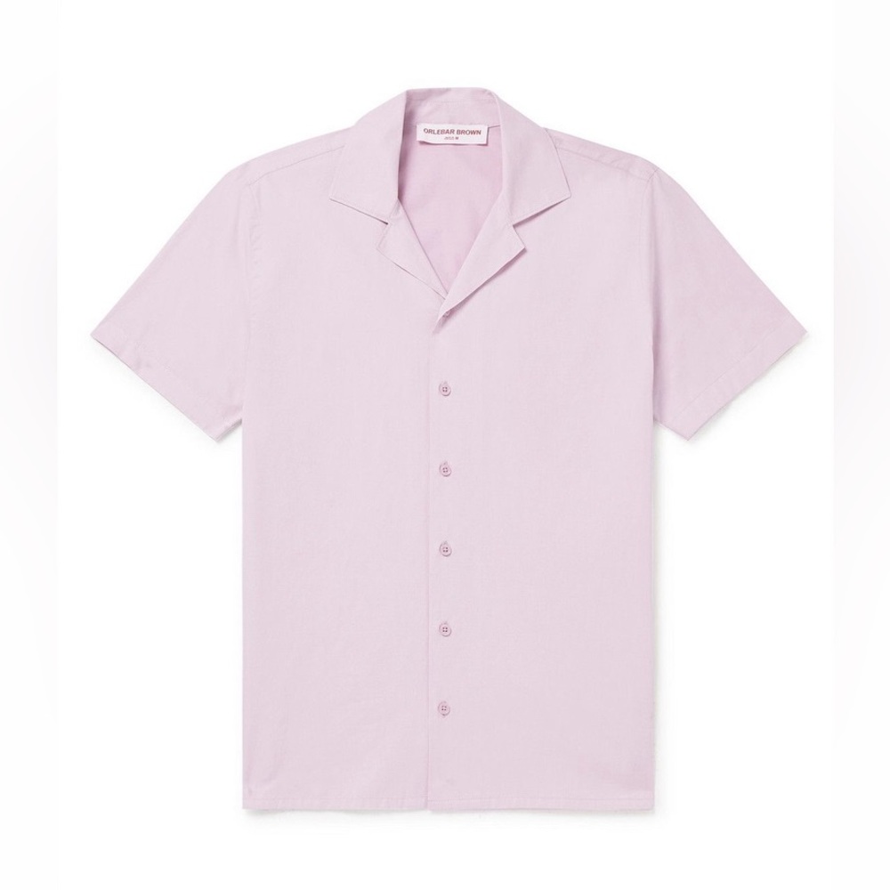 Orlebar Brown Travis Slim Fit Cotton-Blend Shirt in Conch Pink Size XL